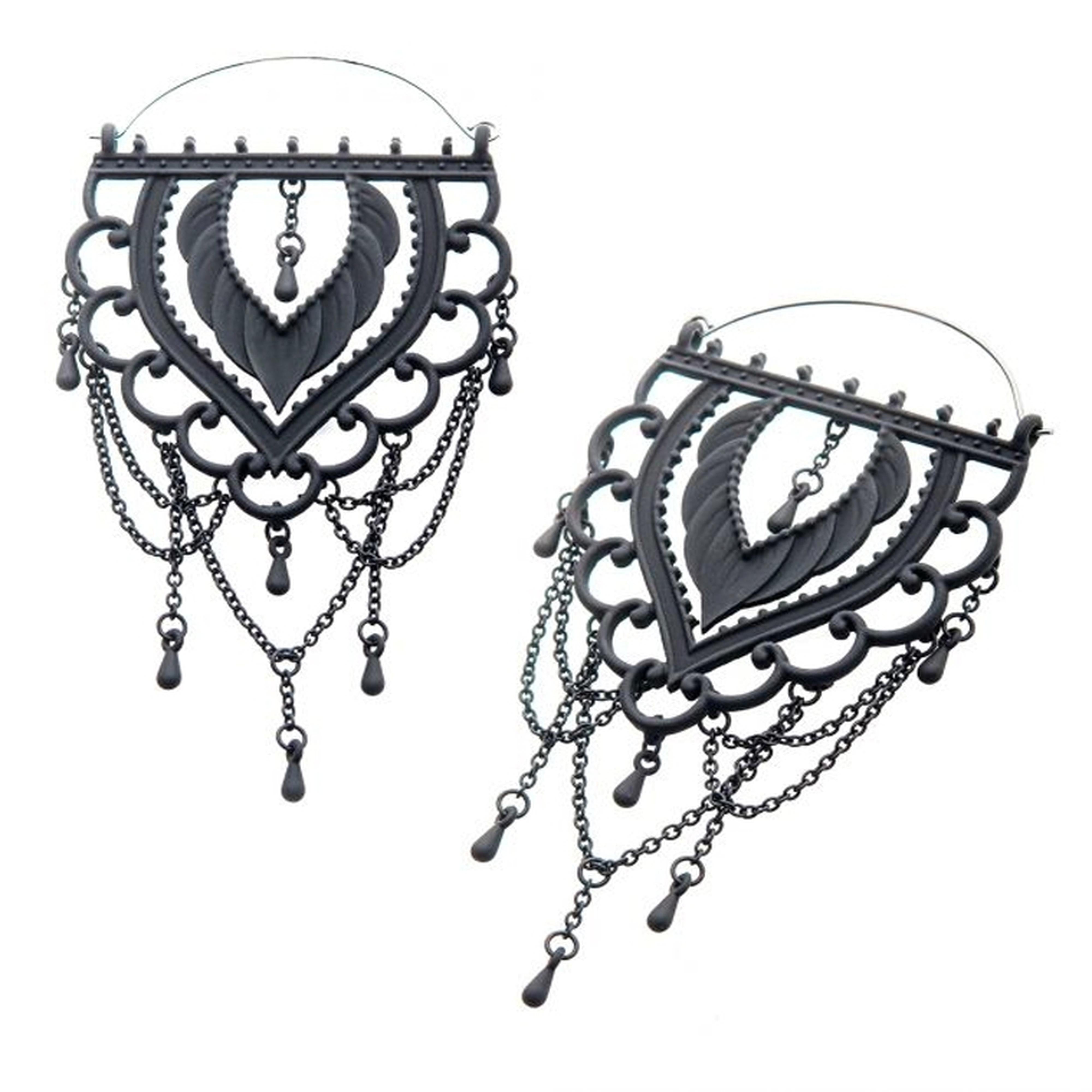 20G Black Matte Ornamental Plug Hoops