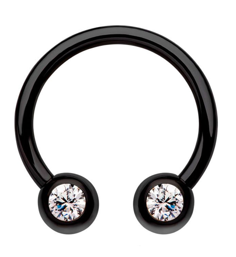 Black PVD Clear CZ Titanium Circular Barbell