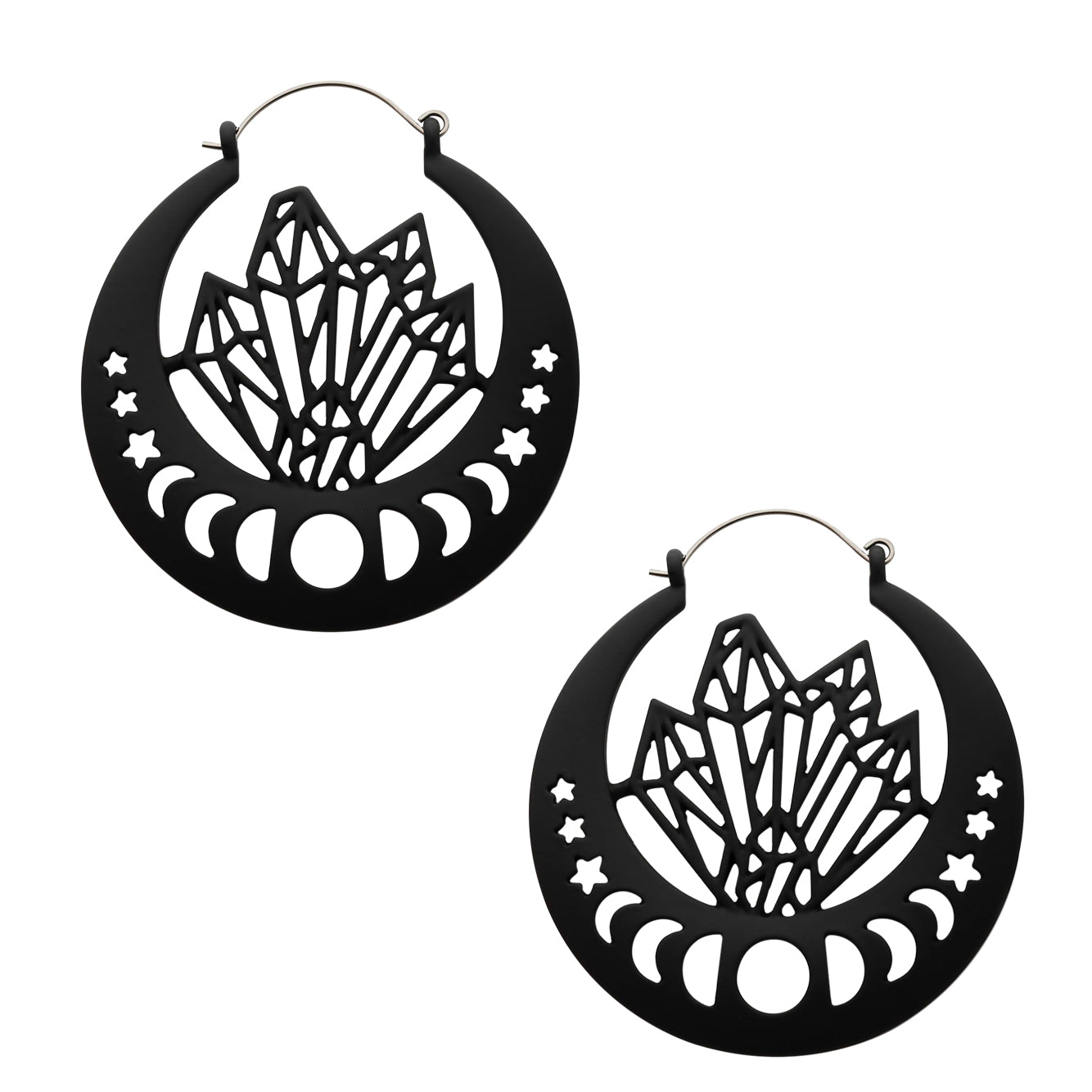 Black PVD Stellar Stainless Steel Plug Hoops