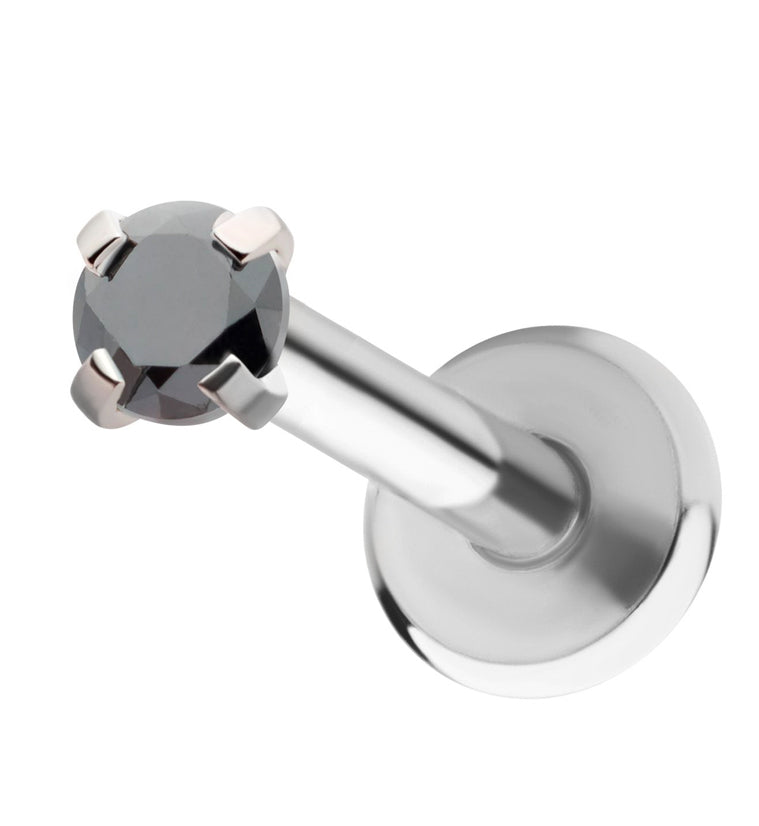 Black Round CZ Stainless Steel Internally Threaded Labret