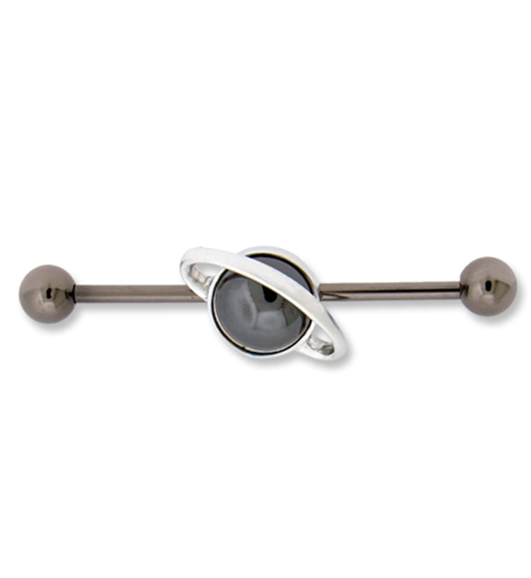 Black Saturn Industrial Barbell