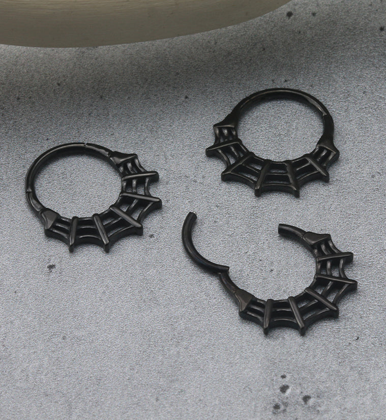 Black Spiderweb Hinged Segment Ring