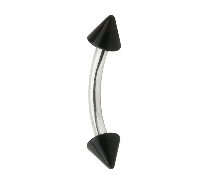 16G Black Spiked Eyebrow Ring
