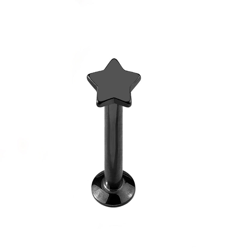 16G PVD Black Star Top Internally Threaded Flat Back Steel Post
