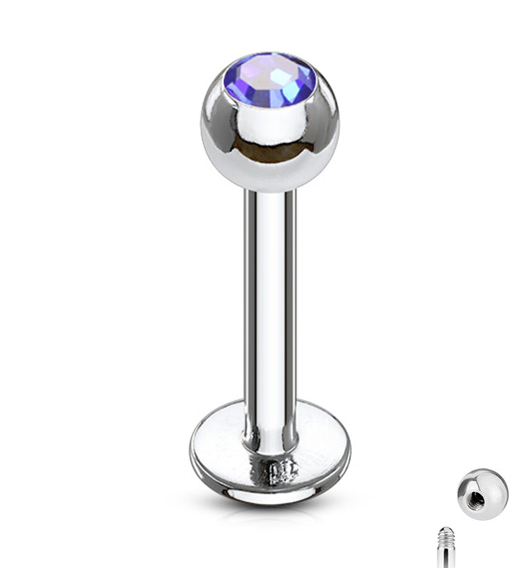 Blue CZ Labret Post