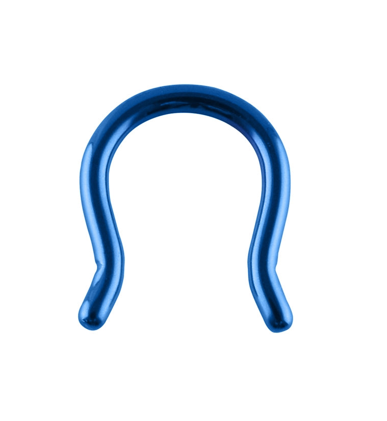 Blue ASTM F136 Titanium Omega Septum Ring