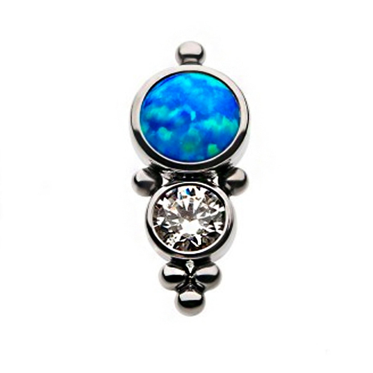 50/50 Blue Opalite & CZ Titanium Threadless Top