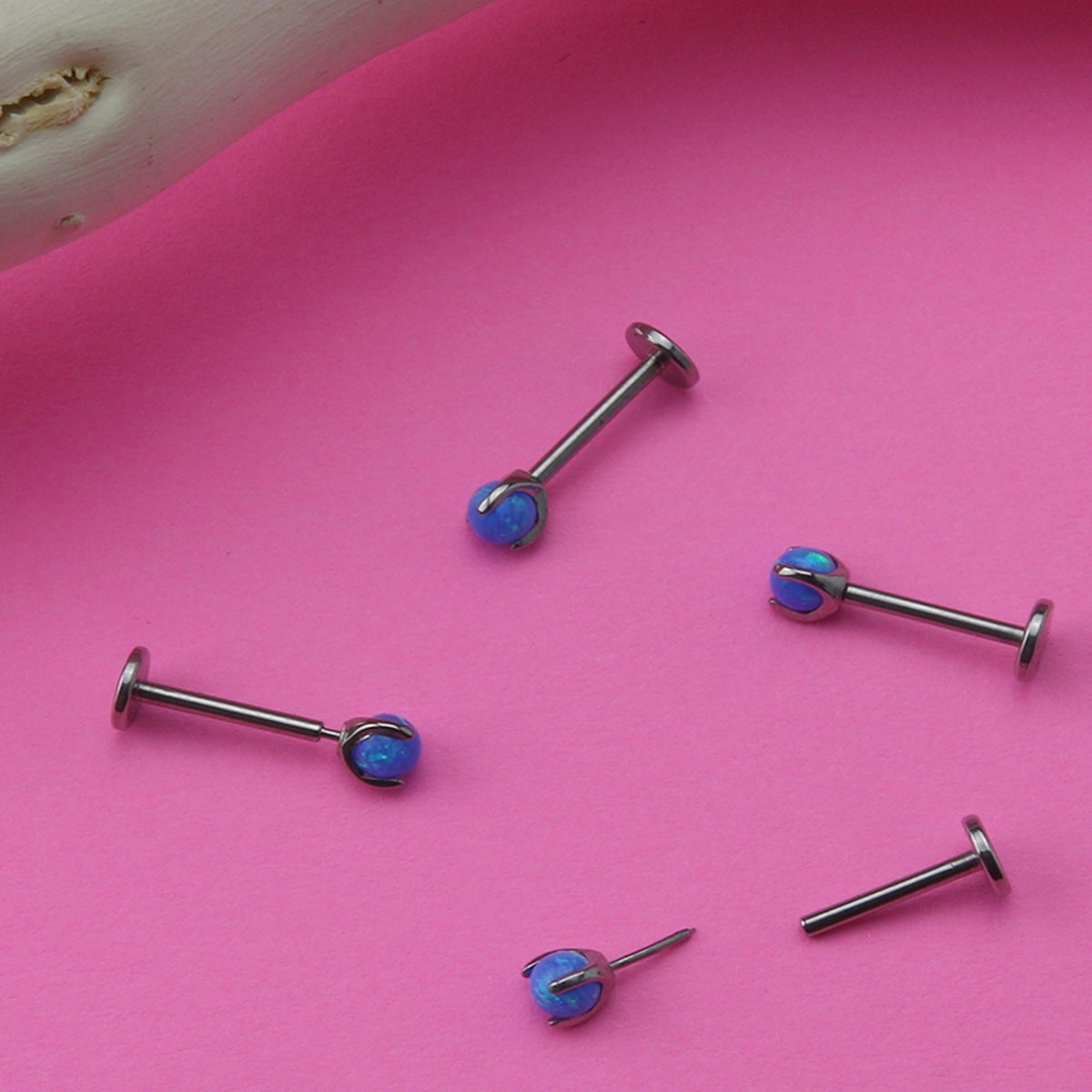 Blue Opalite Claw Set Titanium Threadless Labret