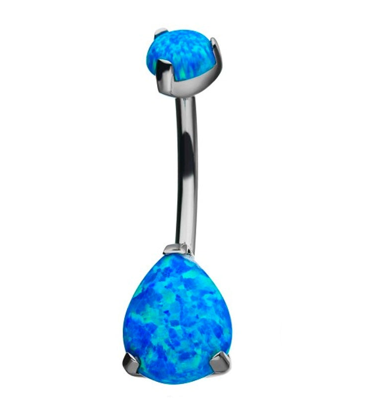 Blue Opalite Teardrop Titanium Belly Button Ring