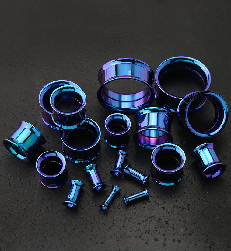 Blurple Anodized Stainless Steel Internally Threaded Tunnel Plugs