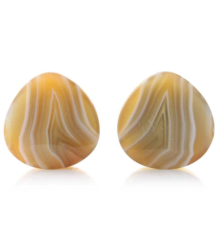 Carnelian Agate Stone Teardrop Plugs