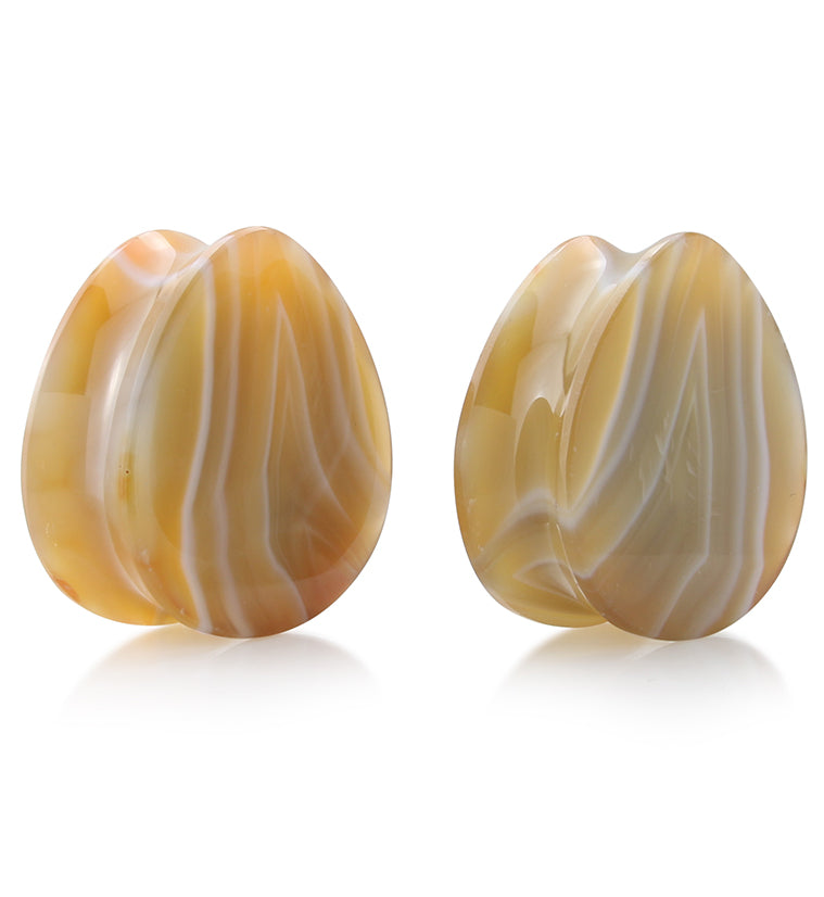 Carnelian Agate Stone Teardrop Plugs