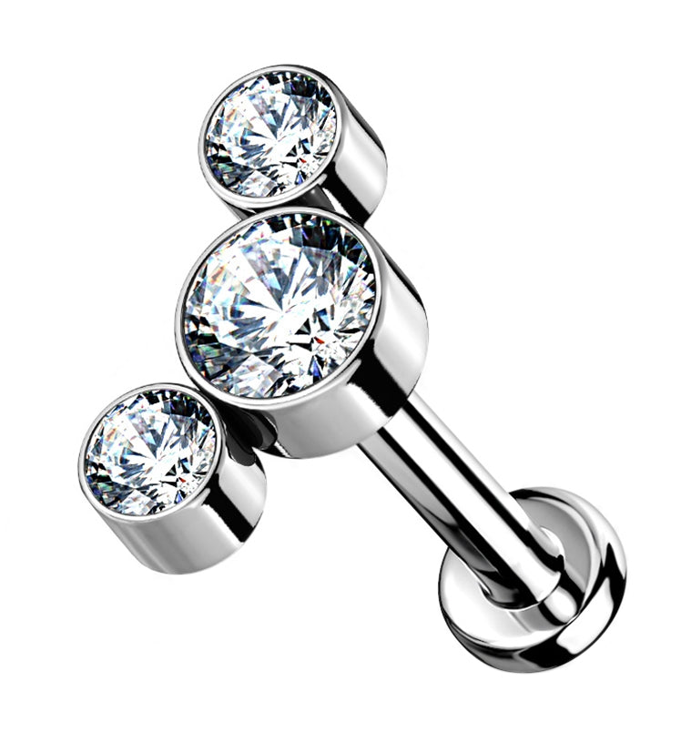 Clear Cluster CZ Titanium Threadless Labret
