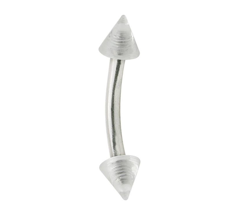 16G Clear Spiked Eyebrow Ring