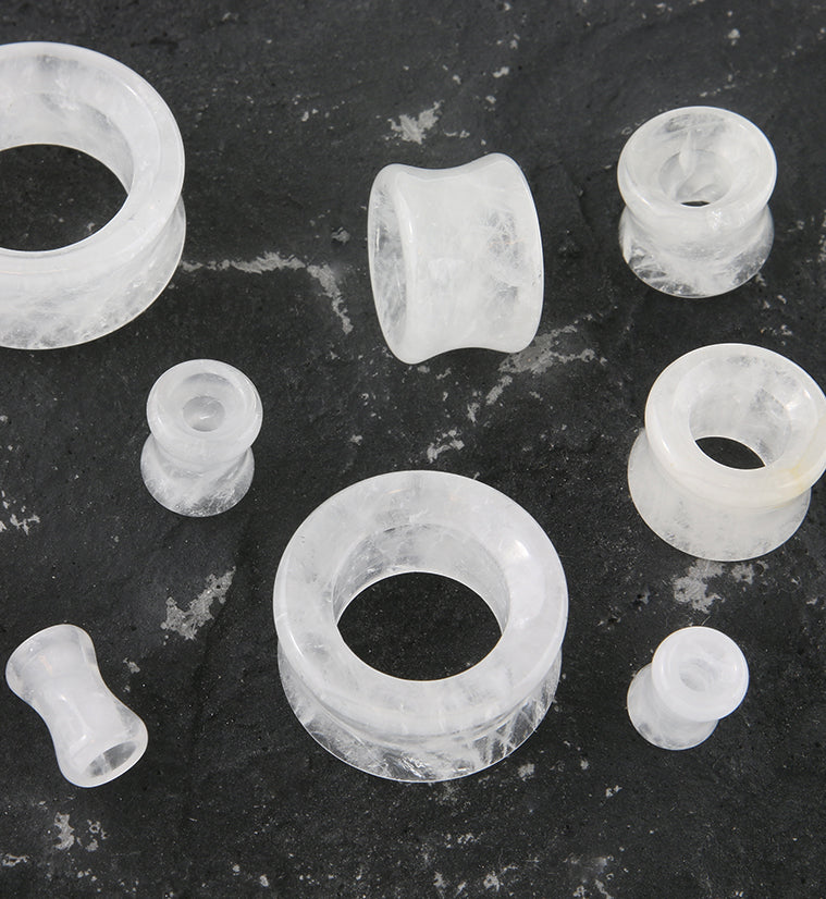 Cloudy Quartz Stone Tunnel Plugs