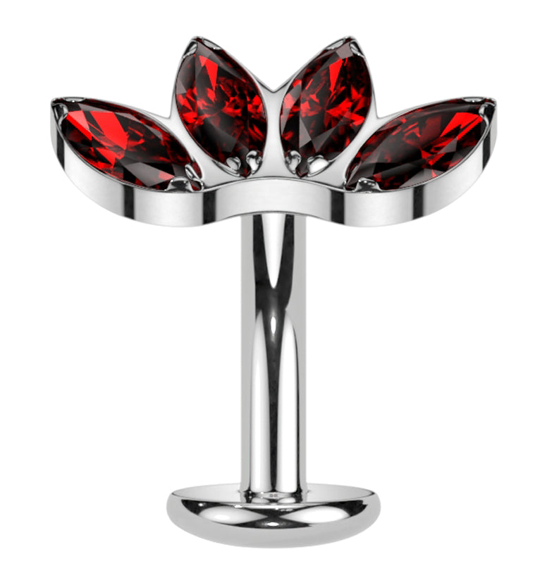 Contessa Red CZ Titanium Threadless Floating Belly Button Ring (Convex Disk)