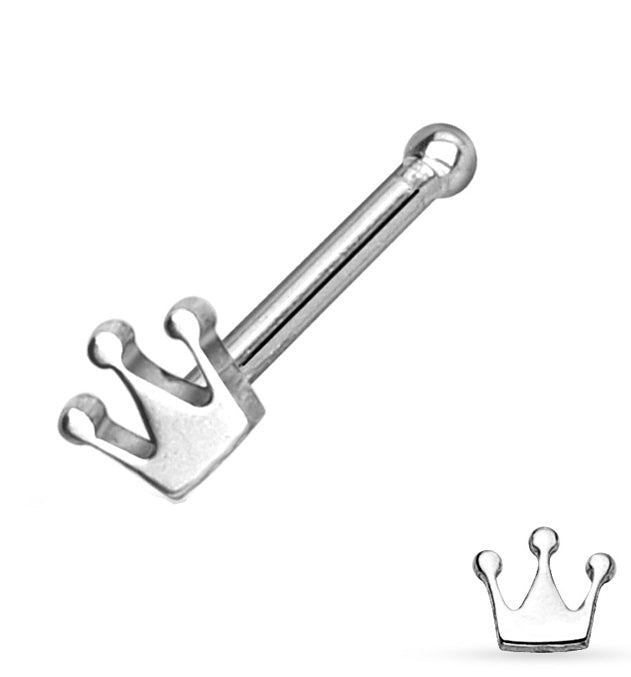 20G Crown Stainless Steel Nose Ring Stud