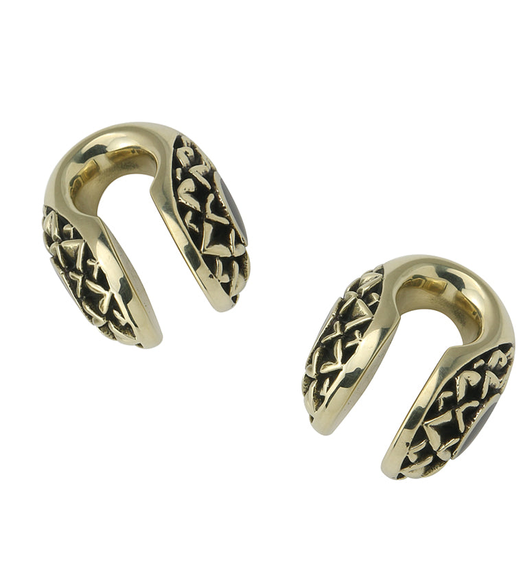 Crux Black Resin Keyhole Brass Ear Weights