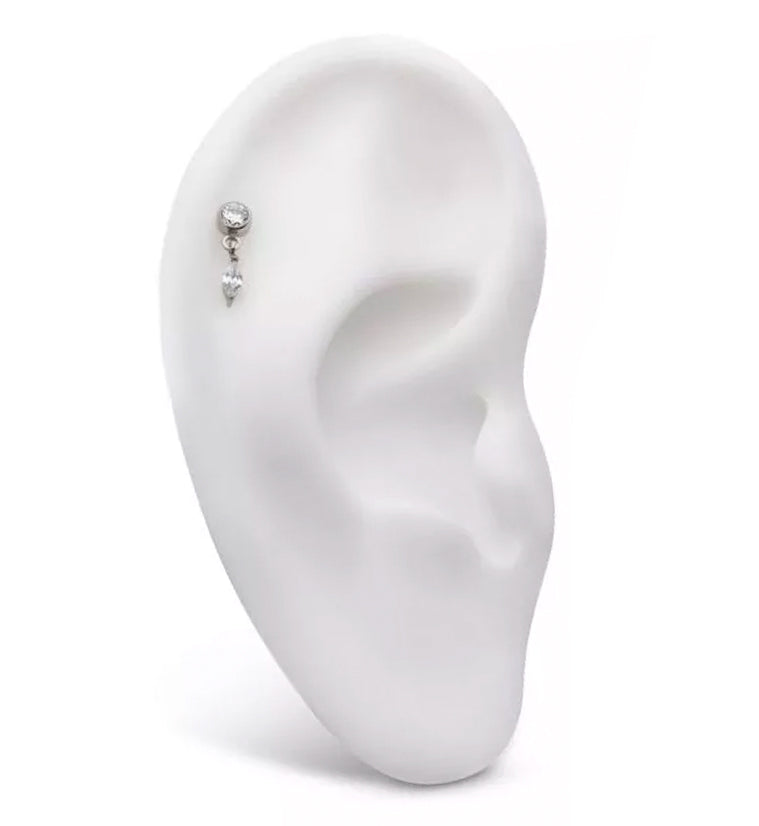 Dangle Marquise CZ Internally Threaded Titanium Top