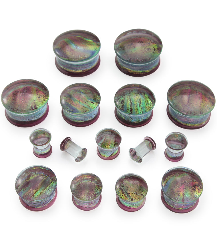 Daybreak Dichroic Glass Double Flare Plugs