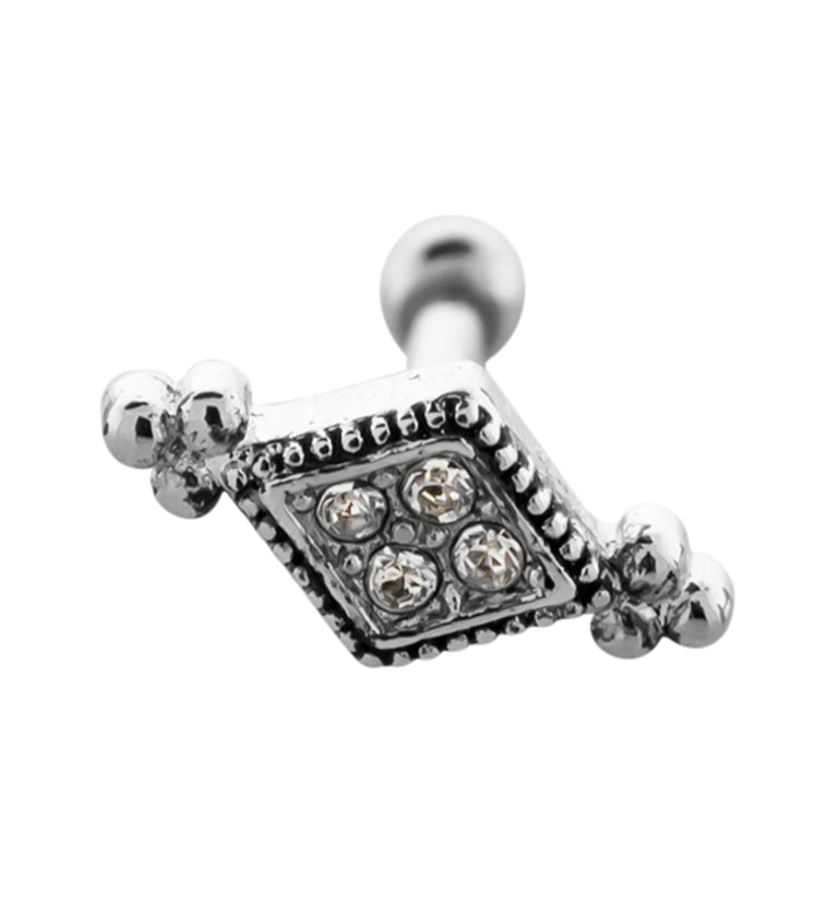 Diamond Beaded CZ Cartilage Barbell