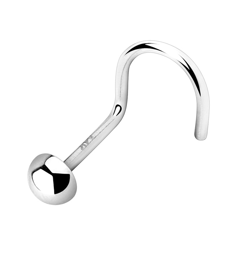 20G 14kt White Gold Dome Top Nose Screw Ring