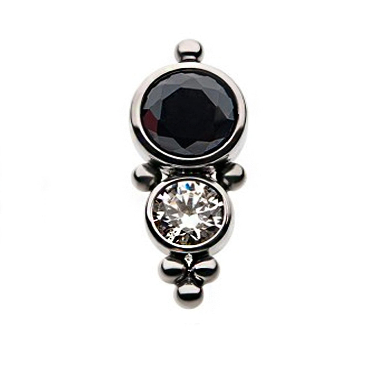 50/50 Black & Clear CZ Titanium Threadless Top