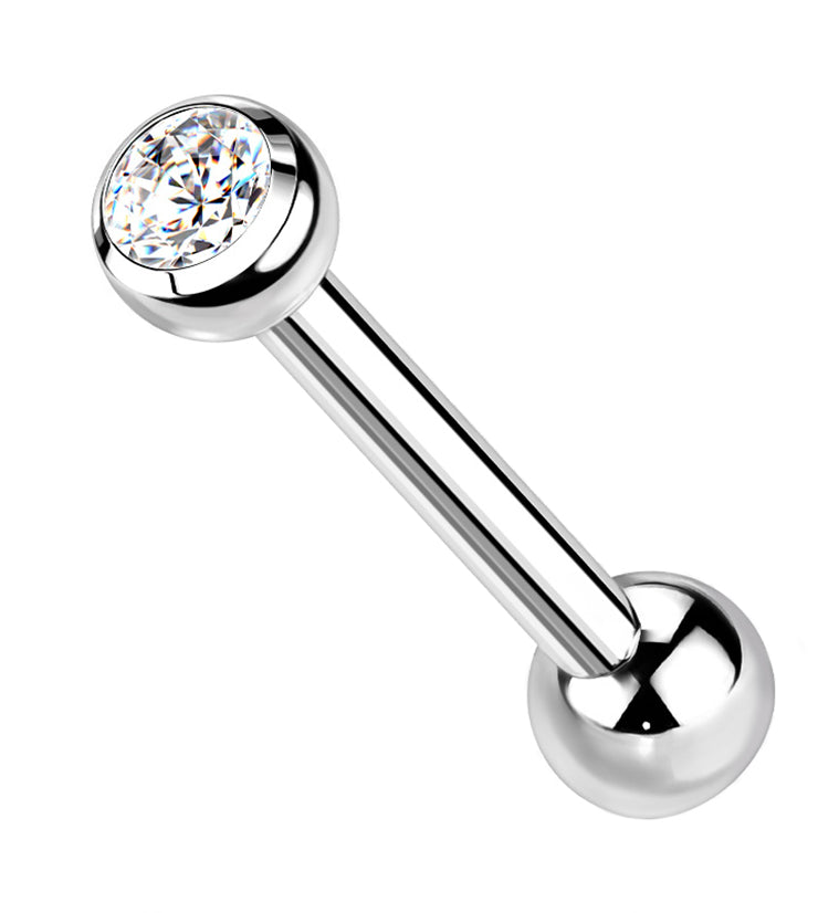 Double CZ Internally Threaded Titanium Barbell