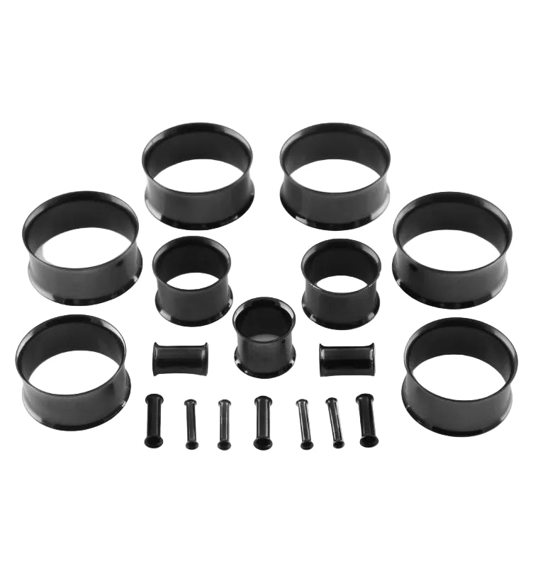 Black Stainless Steel Double Flare Tunnels Gauges