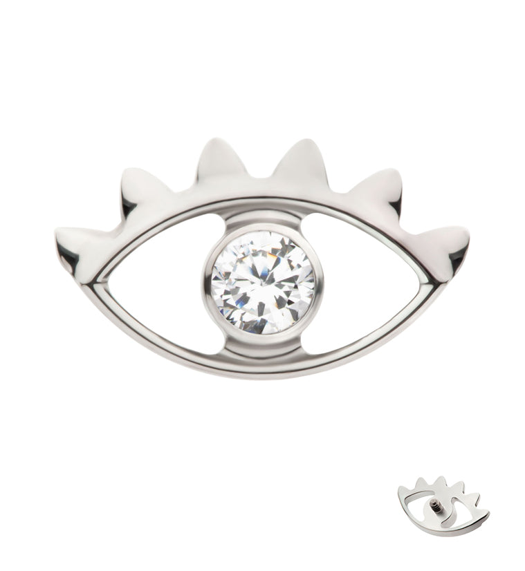Eye Round Clear CZ Internally Threaded Titanium Top
