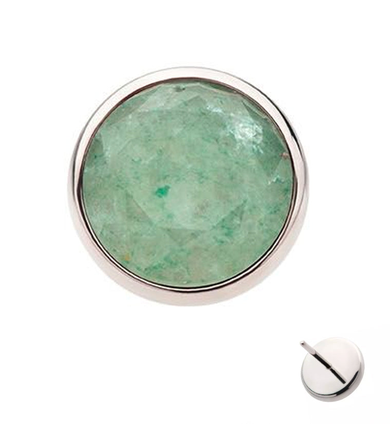 Faceted Aquamarine Stone Titanium Threadless Top