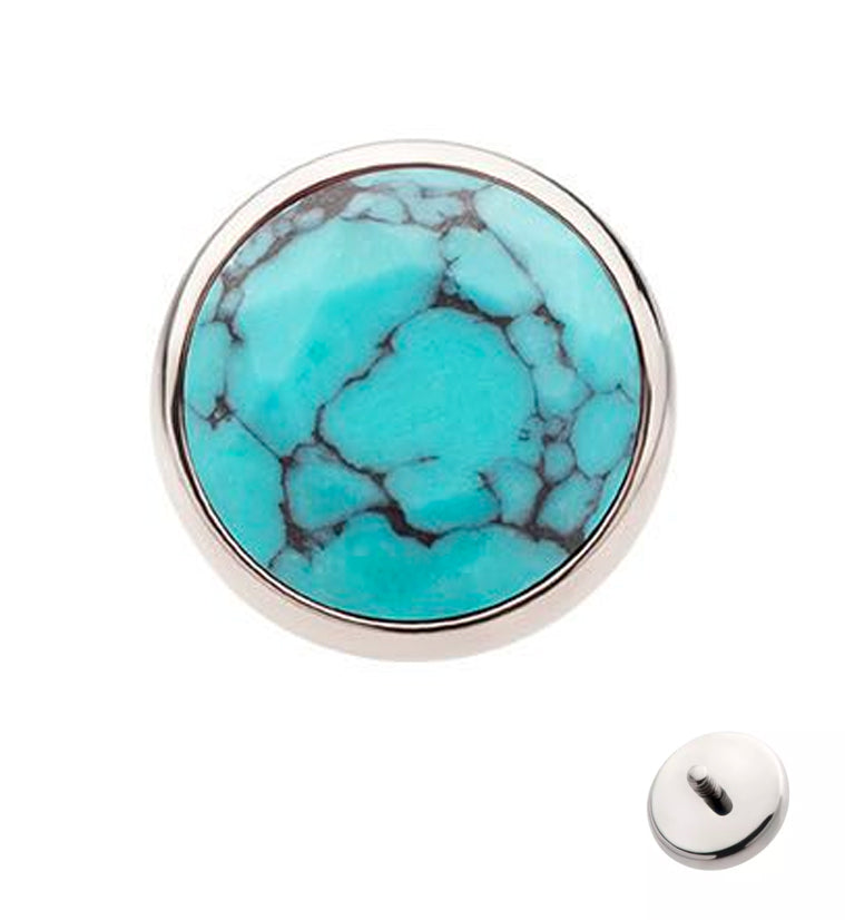 Faceted Faux Turquoise Stone Titanium Internally Threaded Top