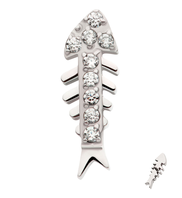 Fishbone Clear CZ Internally Threaded Titanium Top