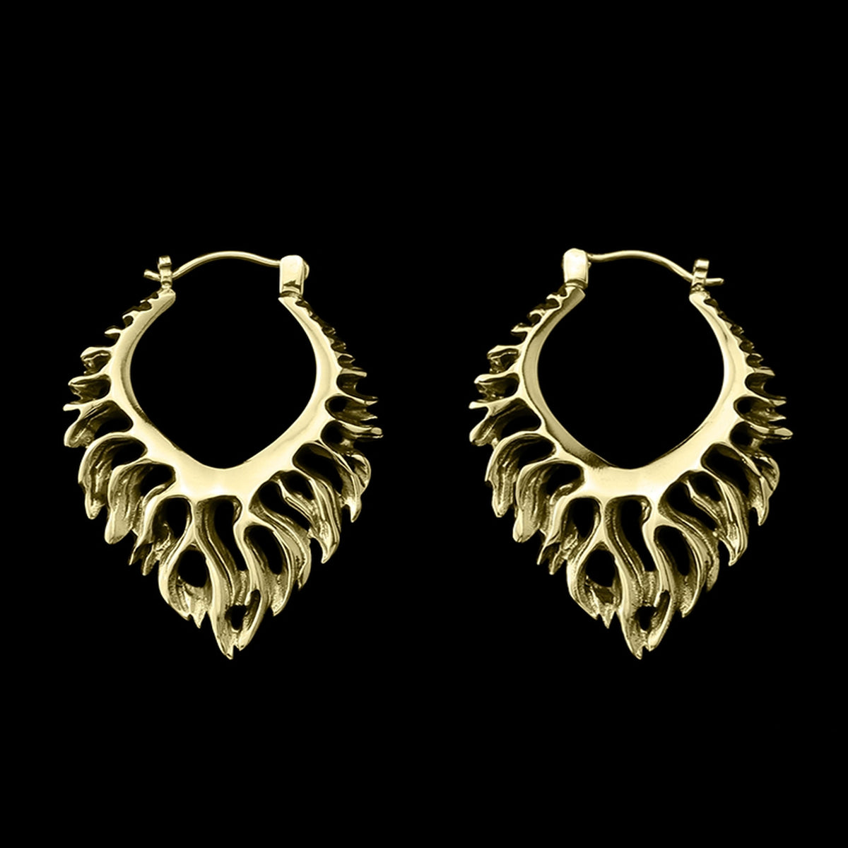 18G Flame Brass Hangers / Earrings