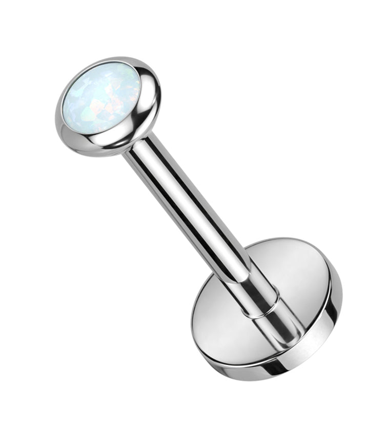Flat White Opalite Titanium Threadless Labret