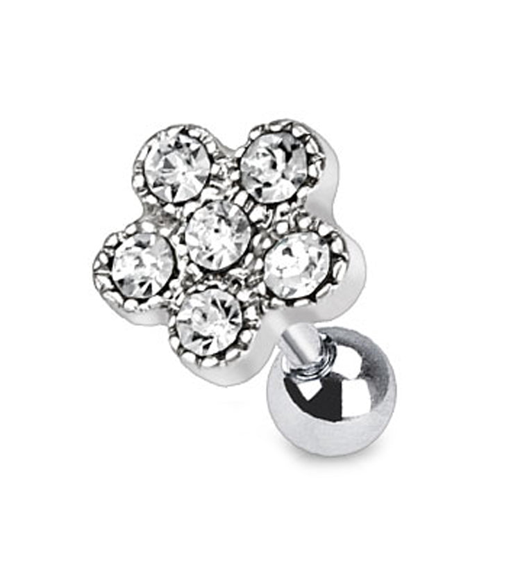Flower Petal CZ Cartilage Barbell