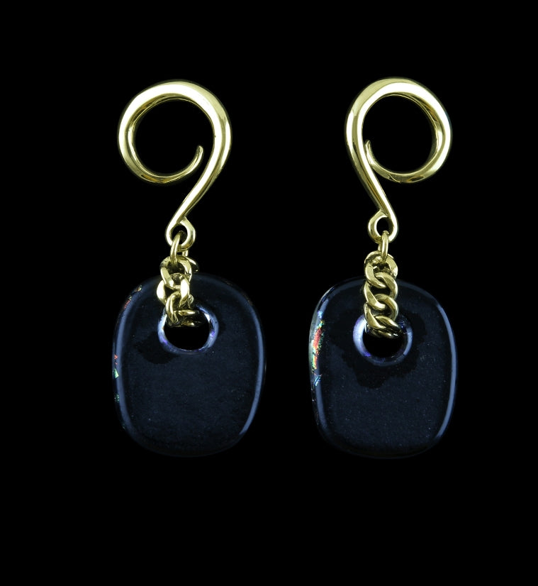 Dichroic Jibe Glass Brass Ear Weights V1