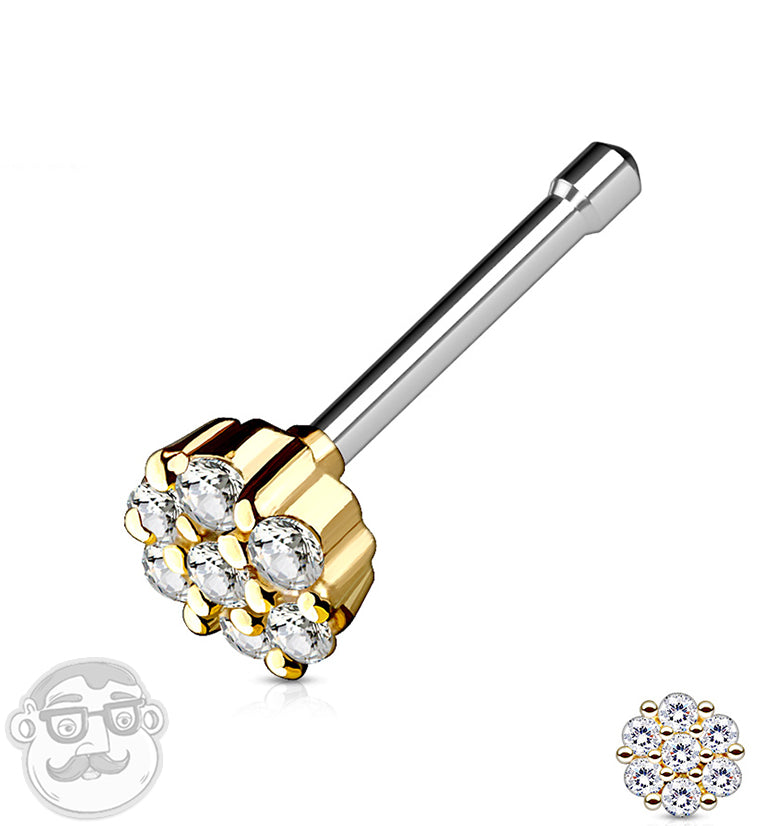 20G Gold CZ Disk Nose Stud