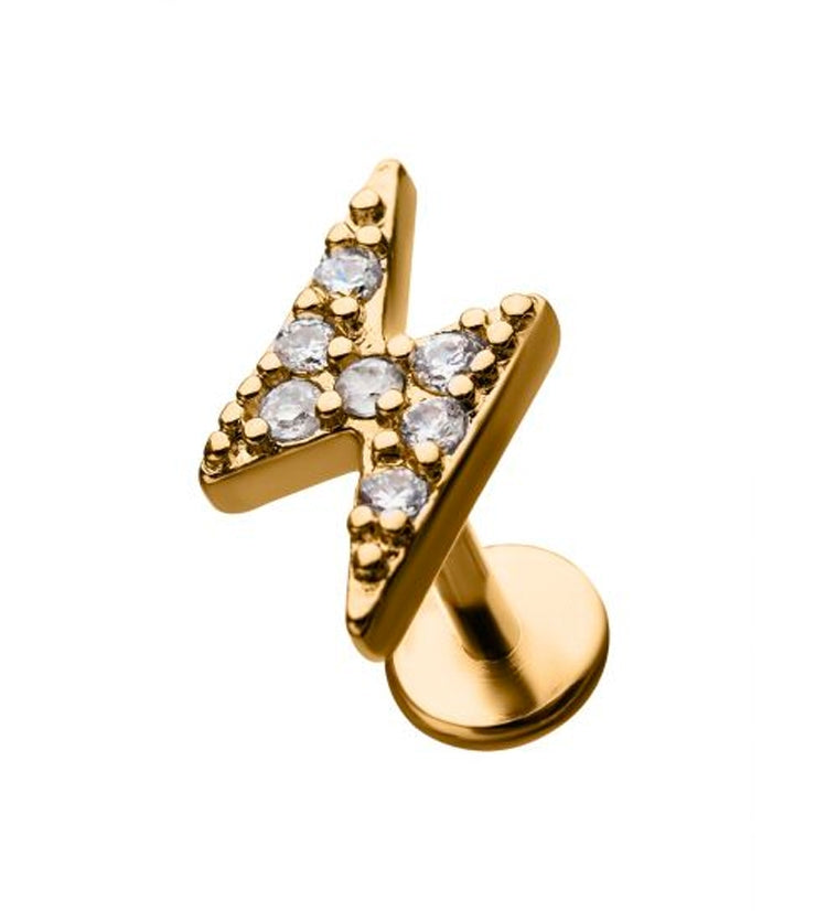 18G Gold PVD Electric Bolt Gem Cartilage Labret