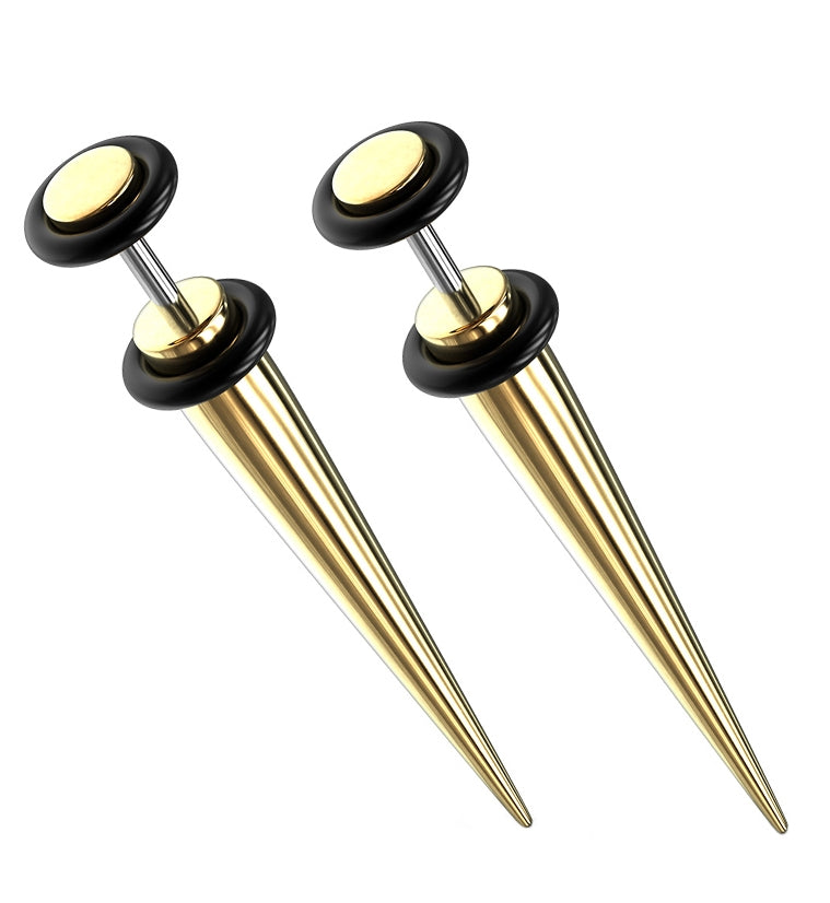 16G Rainbow PVD Stainless Steel Fake Tapers / Gauges