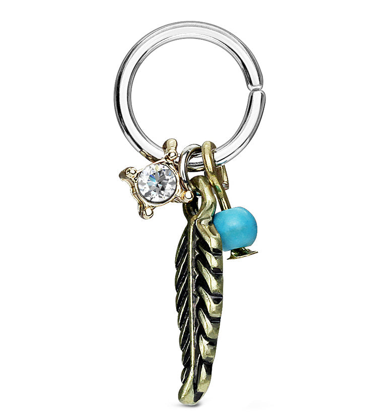 Golden Feather Hang Annealed Seamless Ring