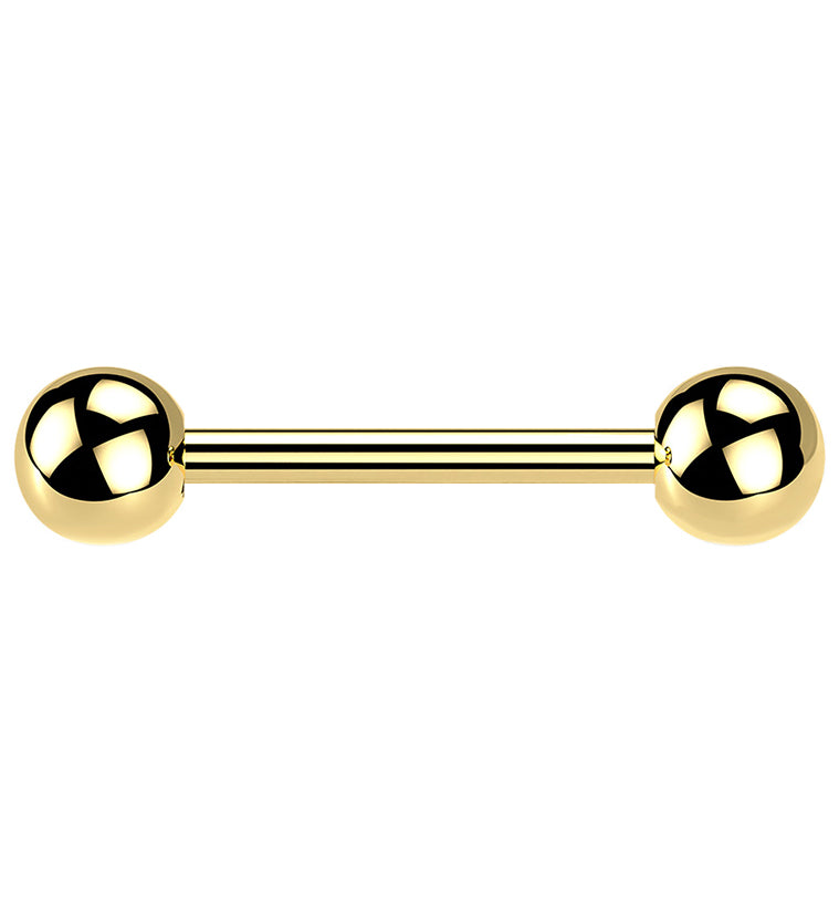 Gold PVD Dual Ball Titanium Barbell
