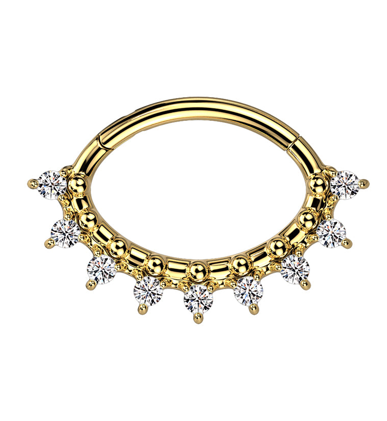 Gold PVD Ellipse CZ Hinged Segment Ring