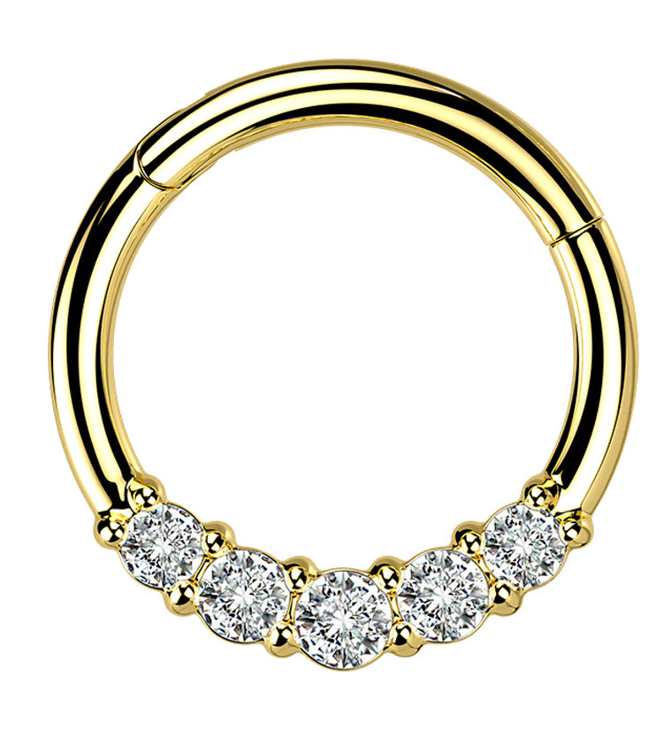 Gold PVD Mere CZ Hinged Segment Ring