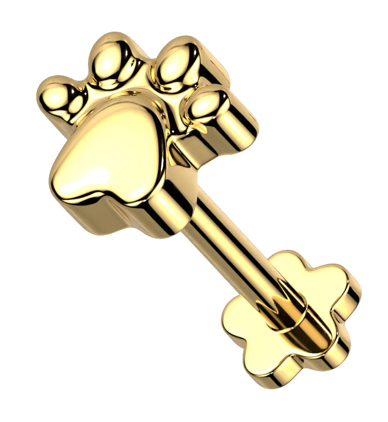 Gold PVD Paw Print Titanium Threadless Labret