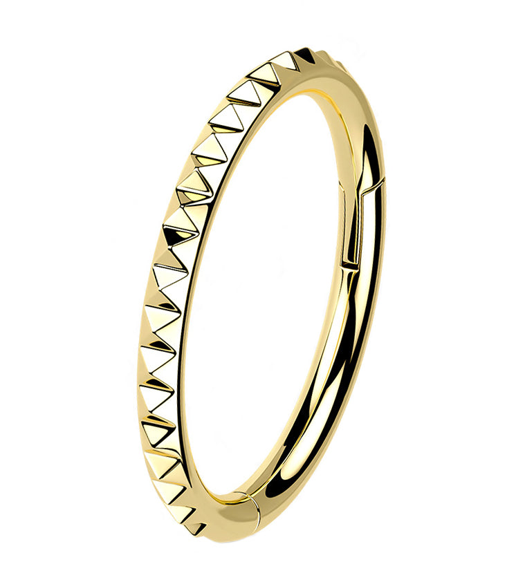Gold PVD Polyhedra Edge Titanium Hinged Segment Ring