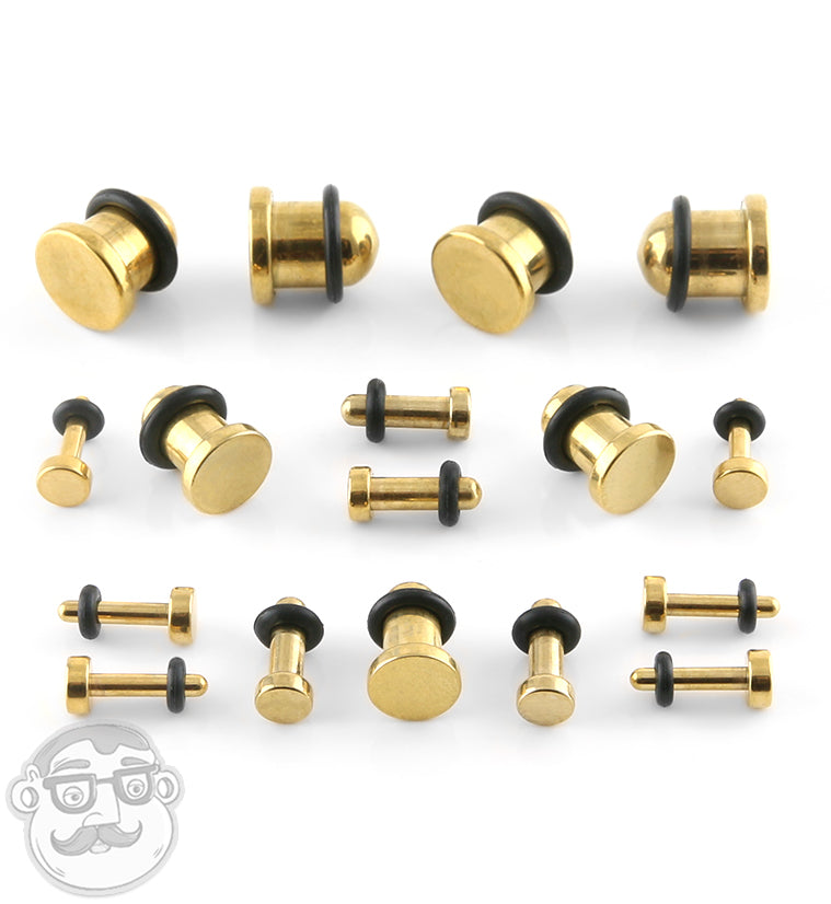 Simple Single Flare Gold Steel Plugs