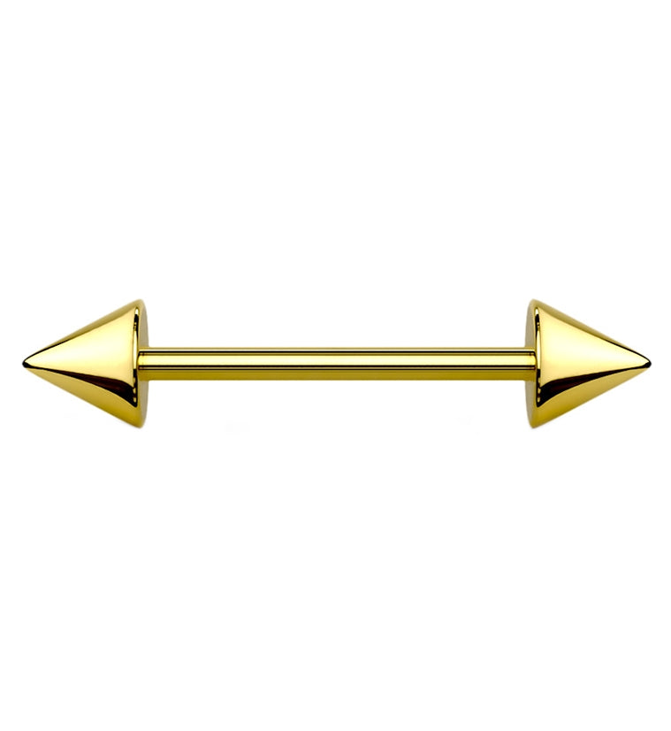 Gold PVD Spike Stainless Steel Barbell