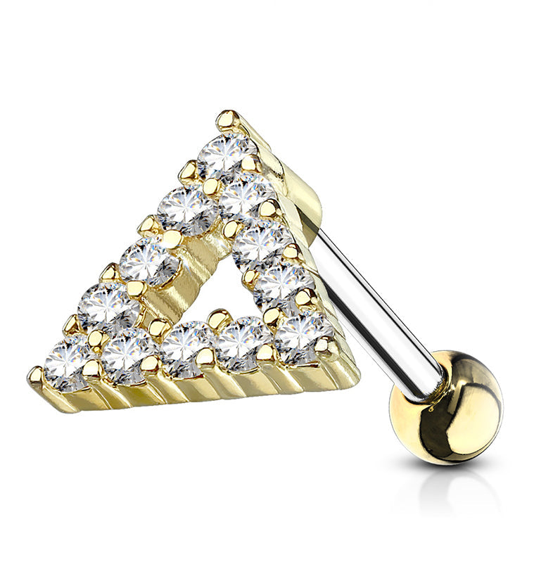 16G Gold PVD Triangle CZ Cartilage Barbell