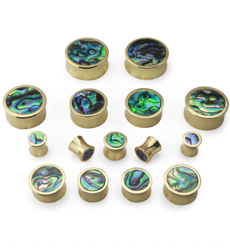 Golden Brass Abalone Shell Inlay Plugs